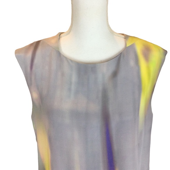Theyskens’ Theory Watercolor Print Sleeveless Silk Blouse Size Large - Picture 2 of 15